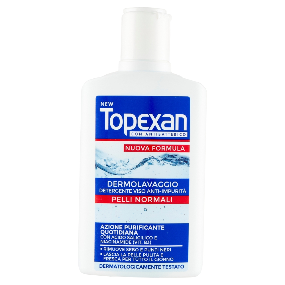 New Topexan con Antibatterico Dermolavaggio Detergente Viso Anti-Impurità Pelli Normali 150 ml